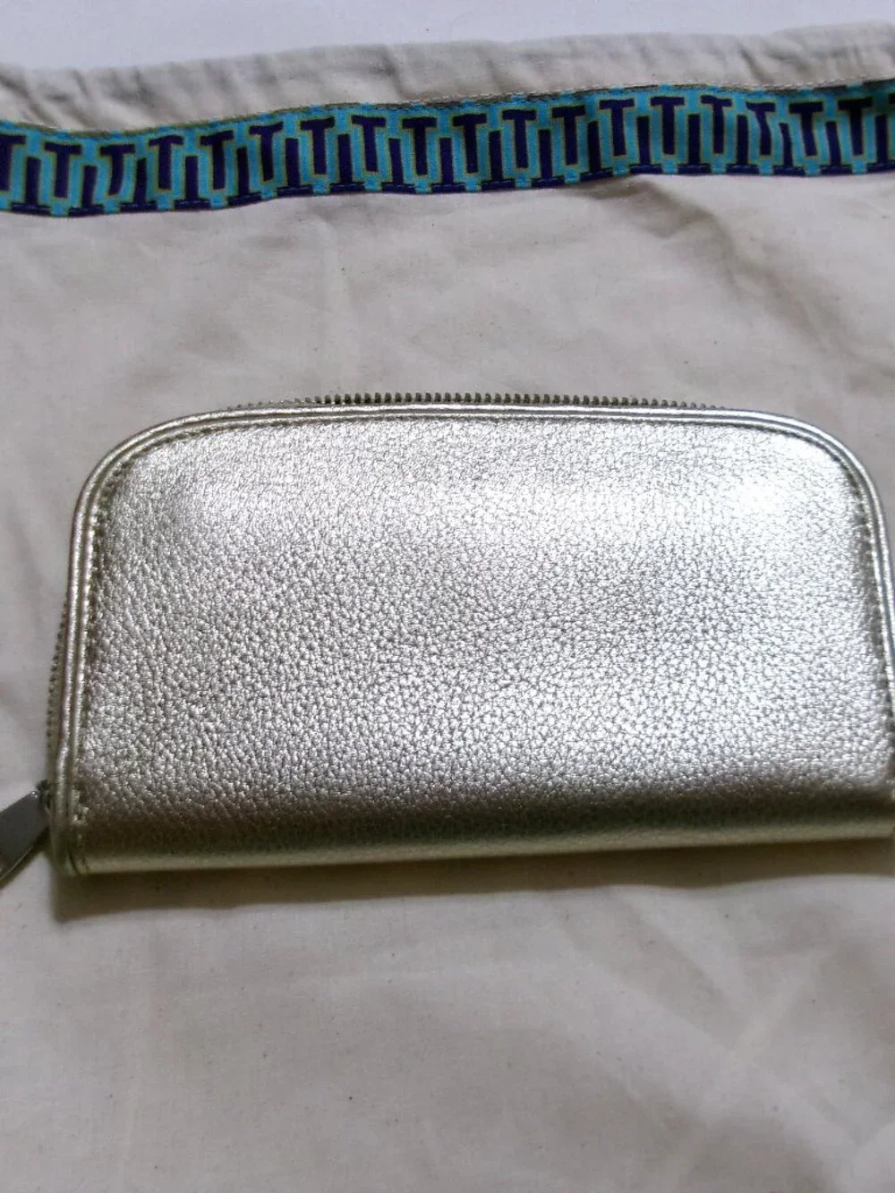 TORY BURCH Gold Zip-Around Wallet  Excellent Condition